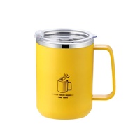 Mug à café isotherme en acier inoxydable 304 de 500 ml avec poignée et couvercle, double paroi sous vide, gobelet de voyage portable pour boissons chaudes et froides