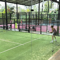 Terrain de padel QJIN, design panoramique classique de luxe, terrain de padel-tennis, gazon artificiel résistant aux UV, prix direct usine, fournisseur