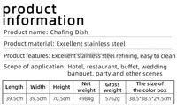 Réchaud alimentaire en acier inoxydable de 8 L alimenté par un fourneau à alcool, ensemble de réchauds pour hôtel et restaurant