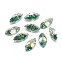 Pierres de Moissanite Synthétiques (Créées en Laboratoire) Vert Émeraude Taille Marquise 7x14mm 3 Carats de Wuzhou avec Effet de Couleur/Feu