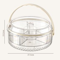 Boîte à goûter ronde à 5 compartiments avec poignée, couvercle hermétique anti-humidité, récipient portable pour conserver la fraîcheur des fruits et des noix