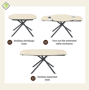 Base di metallo rettangolare espandibile multifunzionale sinterizzato pietra <span class=keywords><strong>tavolo</strong></span> Deluxe <span class=keywords><strong>marrone</strong></span> <span class=keywords><strong>tavolo</strong></span> da pranzo Set 6 posti con <span class=keywords><strong>sedie</strong></span> - Product Image 6