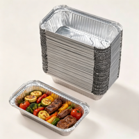 Barquette de cuisson rectangulaire jetable en aluminium de qualité alimentaire 650 ml/23 oz avec couvercles en papier pour buffet, plats à emporter et préparation de repas