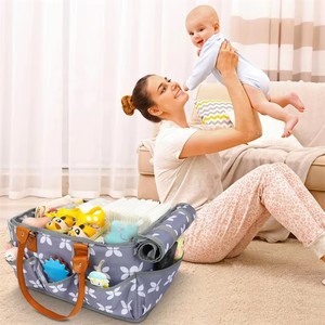 Organisateur de couches personnalisé avec couvercle et matelas à langer, grand panier de rangement pour couches et articles de puériculture - Product Image 5