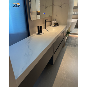 Lavabos en pierre frittée grise de luxe ZGSTONE, surface polie/mate, lavabo en pierre artificielle, lavabo intégré pour salle de bain - Product Image 6
