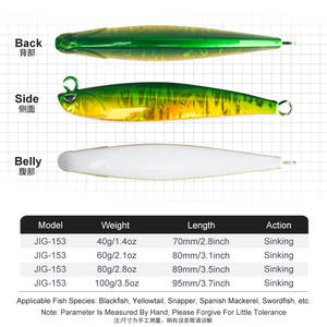 40ก. 60ก. 80ก. 100ก. 5สีไบโอนิคเรืองแสงในความมืดสำหรับปลากะพงขาวดำ <span class=keywords><strong>amberjack</strong></span> สีแดงและเรือตกปลาโลหะ jigging - Product Image 3