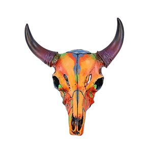 ร้อนขายตกแต่งผนังรายการที่มีสีสันตะวันตกขนาดเล็กขนาดFauxคัดท้ายกระทิงวัววาดกะโหลกศีรษะ - Product Image 1