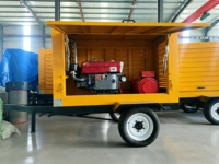 Groupe électrogène diesel monocylindre 10KW 12KW 15KW silencieux avec capot anti-pluie, remorque à 2 roues, démarrage électrique mobile
