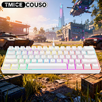 60 Percent Mechanical Gaming Keyboard Ergonomic Durable Detachable Type-C Cable Mini White Gaming Keyboard with Blue Switches
