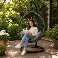 Fauteuil suspendu moderne en métal pour une personne avec coussin pour jardin, balançoire, hamac, patio, balcon, panier