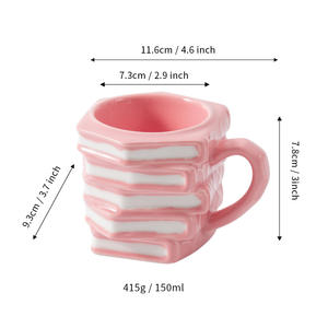 Custom Made Ceramic Book Mug Pink Creative Coffee <b>Cup</b> With Handle Reusable Gift For Presents 2025 - Product Image 2