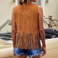 Gilet vintage personnalisé pour femme, style hippie des années 70, sans manches, en daim, avec franges, vêtements western