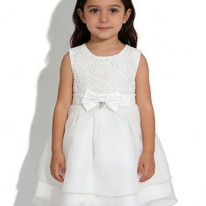 उच्च गुणवत्ता वाले बच्चे मीठे राजकुमारी पोशाक फीता धनुष पुफी तुले स्कर्ट बैक जिपर जन्मदिन पार्टी - Product Image 4