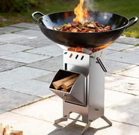 Réchaud manuel pliable ultra-portable à haute efficacité pour bois et charbon de bois, idéal pour le camping hivernal, les pique-niques et les barbecues en extérieur