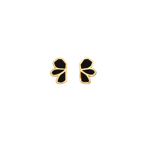 Fashion <b>Stud</b> <b>Earrings</b> 316L Stainless Steel PVD Gold Plating <b>Black</b> Enamel Minimalist Design - Product Image 3