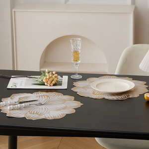 Set de table en PVC moulé par injection, or et argent, motif floral 3D, antidérapant, résistant à la chaleur, pour la maison, la cuisine et la salle à manger - Product Image 4