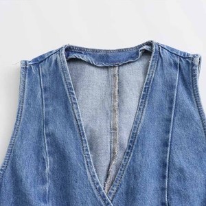 SHENZHU – Nouveauté 2024 : <span class=keywords><strong>Gilet</strong></span> Chic Sans Manches en <span class=keywords><strong>Jean</strong></span> Tricoté pour Femme, Style Vintage Décontracté, Coupe Courte - Product Image 3