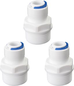 ข้อต่อแบบกดเพื่อเชื่อมต่อ ขนาด 3/4 นิ้ว เกลียวตัวผู้ ต่อกับท่อ PE ขนาด 1/4 นิ้ว OD ข้อต่อแบบเร็วสำหรับเครื่องกรองน้ำ <span class=keywords><strong>RO</strong></span> - Product Image 1