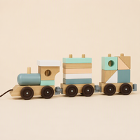 Jouet de train en bois pour bébé, jouet d'empilage Montessori, blocs éducatifs pour tout-petits, jouet de tri, ensemble de train en bois