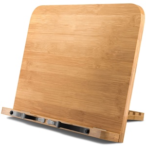 Soporte de libro de cocina de bambú <span class=keywords><strong>para</strong></span> cocina soporte de libro plegable <span class=keywords><strong>para</strong></span> lectura con 6 soportes de libro de altura ajustable bandeja soporte de música - Product Image 2