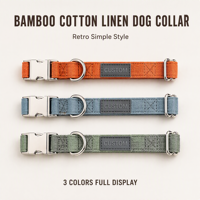 Collier respirant en coton slub pour chien et chat, réglable, toutes saisons, aspect denim décontracté, XS-XL, fournitures pour animaux de compagnie d'extérieur, export