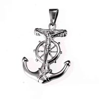 Pendentif Ancre et Leme de Bateau Pirate Rétro en Acier Inoxydable Plaqué Or 18K Étanche, Style Nordique Viking, Sertissage Bezel, pour Hommes YIQI