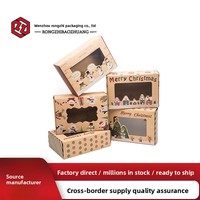 Boîte à biscuits de Noël en papier kraft pour le commerce extérieur, forme avion, avec fenêtre transparente, vente en gros, personnalisation du logo
