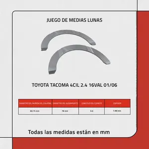 Toyota Tacoma 4 cilindros 2.4 16 válvulas 01/06 Half Moon Set - Product Image 2