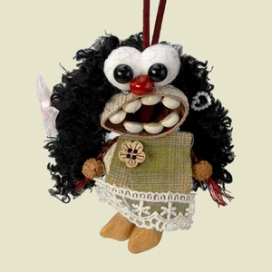 Wholesale Natural Fruit Shell Cute Character Hanging Charm Handcrafted Fabric Doll Key Pendant Wind Chime - Product Image 4
