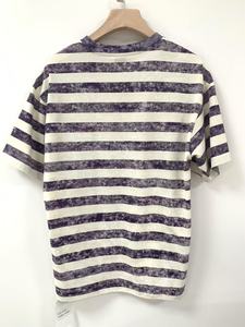 T-shirt casual da uomo a maniche corte estiva 2026, 100% cotone, a <span class=keywords><strong>righe</strong></span> <span class=keywords><strong>bianche</strong></span> <span class=keywords><strong>e</strong></span> nere, girocollo ampio, nuovo stile giapponese - Product Image 3