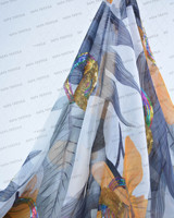 Tissu Floral Imprimé Numérique Personnalisé en Voile de Polyester Suisse/Japonais avec Broderie Paillettes et Lurex pour Toub de Femme Soudanaise
