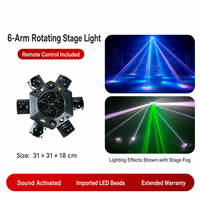 Luz Láser de 150W con 6 Brazos Tipo Ojo de Abeja, Luces de Discoteca para Bodas, Barra de Luces para Cabina de DJ, Proyector Láser, Equipo de DJ
