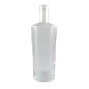 Bouteille en verre de Vodka 750ml en silex, forme personnalisée, bouteille en verre vide avec liège, Offre Spéciale au mexique