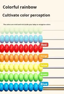 Estante de matemáticas de madera para niños de escuela primaria, estante de ábaco aritmético para estudiantes de jardín de infantes para adición/resta de ábaco temprano - Product Image 3
