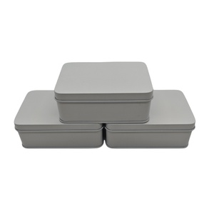 Branco metal armazenamento caixa lata embalagem caixa com tampas padrão LOGOTIPO personalizado - Product Image 1