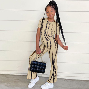 ชุดเซ็ตเสื้อผ้าเด็กผู้หญิงแขนสั้นลายพิมพ์ ลดราคาสุดฮอต กางเกงขายาวสองชิ้น ชุดแฟชั่นฤดูร้อนสำหรับเด็กเล็ก 2 ชิ้น - Product Image 2