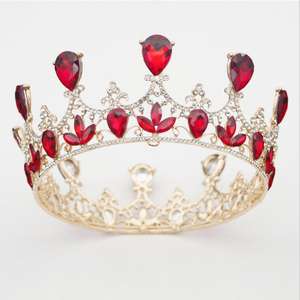 แฟชั่นคริสตัล Tiaras Baroque รอบ Crown Royal Queen King มงกุฎมงกุฎแต่งงานเครื่องประดับผมอุปกรณ์เสริม - Product Image 6
