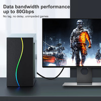 Câble tressé en nylon Doonjiey 16K 80 Gbps 2.0, adaptateur DP, câbles audio-vidéo pour ordinateur portable, téléviseur, moniteur, haut-parleur, microphone