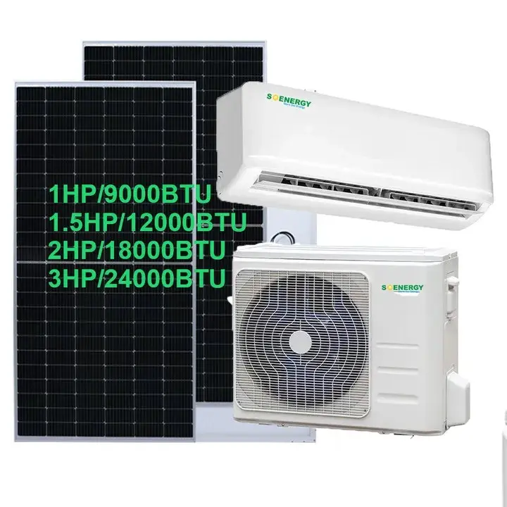 AC tenaga surya 12 k-18 K BTU 310V DC pendingin udara tenaga surya hibrid untuk rumah