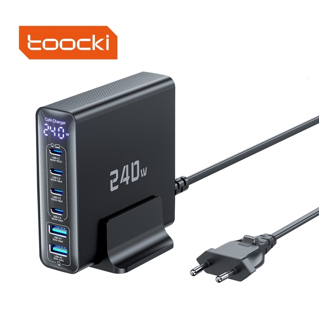Toocki High Power Charging Station 240W Total Output 4 USB-C + 2 USB-A Intelligent Power Safe Protection for Home Office
