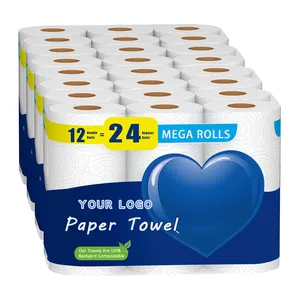 Venta al por mayor logotipo personalizado baño Core 2 rollo de papel 3 capas papel higiénico