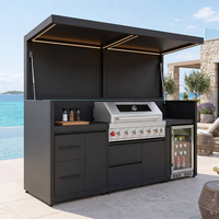 YOUYA Cuisine modulaire pliable d'extérieur en acier inoxydable 304 résistant à la chaleur avec couvercle hydraulique
