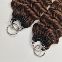Extensions de cheveux humains au crochet avec plumes, colorées # Extensions de cheveux bouclés Pixie Burmese Deep Wave 4, couleur piano, invisibles pour tressage
