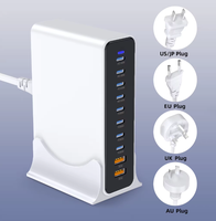 Chargeur rapide GaN 10-en-1 800W avec 8 ports USB-C et 2 ports USB-A, station de charge de bureau pour iPhone, tablette, MacBook, Android, Samsung