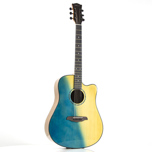 Guitare acoustique Farlley.Na 41 pouces, table massive, Dreadnought, avec éclisse, finition brillante, incrustation croisée, guitare folk - Product Image 5