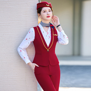 Flight Attendant Uniform Women Long Sleeve Navy Blue Polyester Airline Workwear Spring 2025 HN980 - Product Image 2