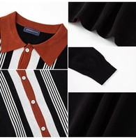 Cardigan en tricot à rayures et blocs de couleur pour homme, col boutonné, manches longues, style décontracté et professionnel, printemps, automne, hiver