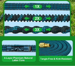 Fournisseur en gros de tuyaux de jardin en latex extensibles anti-fuite avec sac de rangement et raccords muraux - Product Image 5