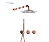 Ensemble de douche de salle de bain de luxe à 2 voies or rose brossé ensemble de mitigeur de robinet de douche mural avec douchette
