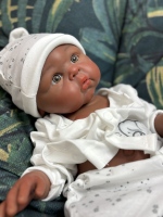 Poupée Bébé Reborn en Silicone de 45 cm (18 pouces) Fille Noire Réaliste Africaine Américaine Nouveau-né Faite à la Main Corps Souple Lesté Cadeau